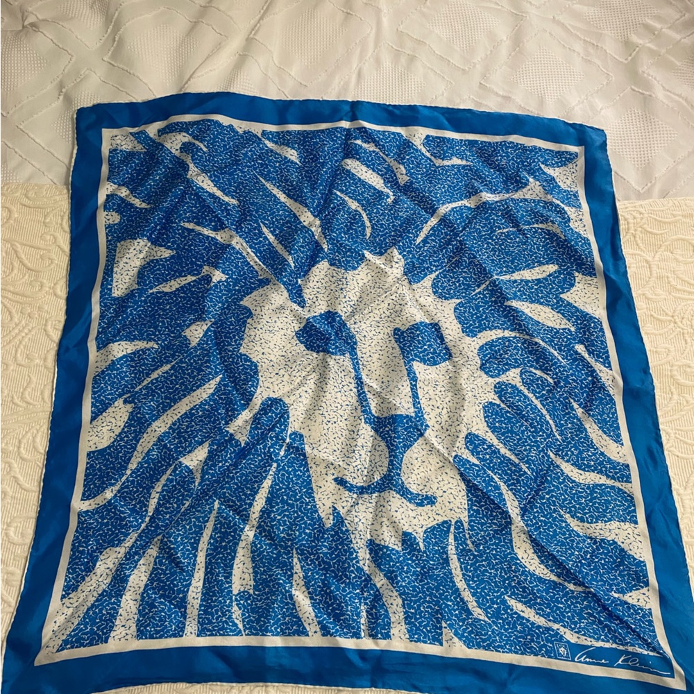 Vintage Rare Anne Klein Lion Logo Silk Scarf